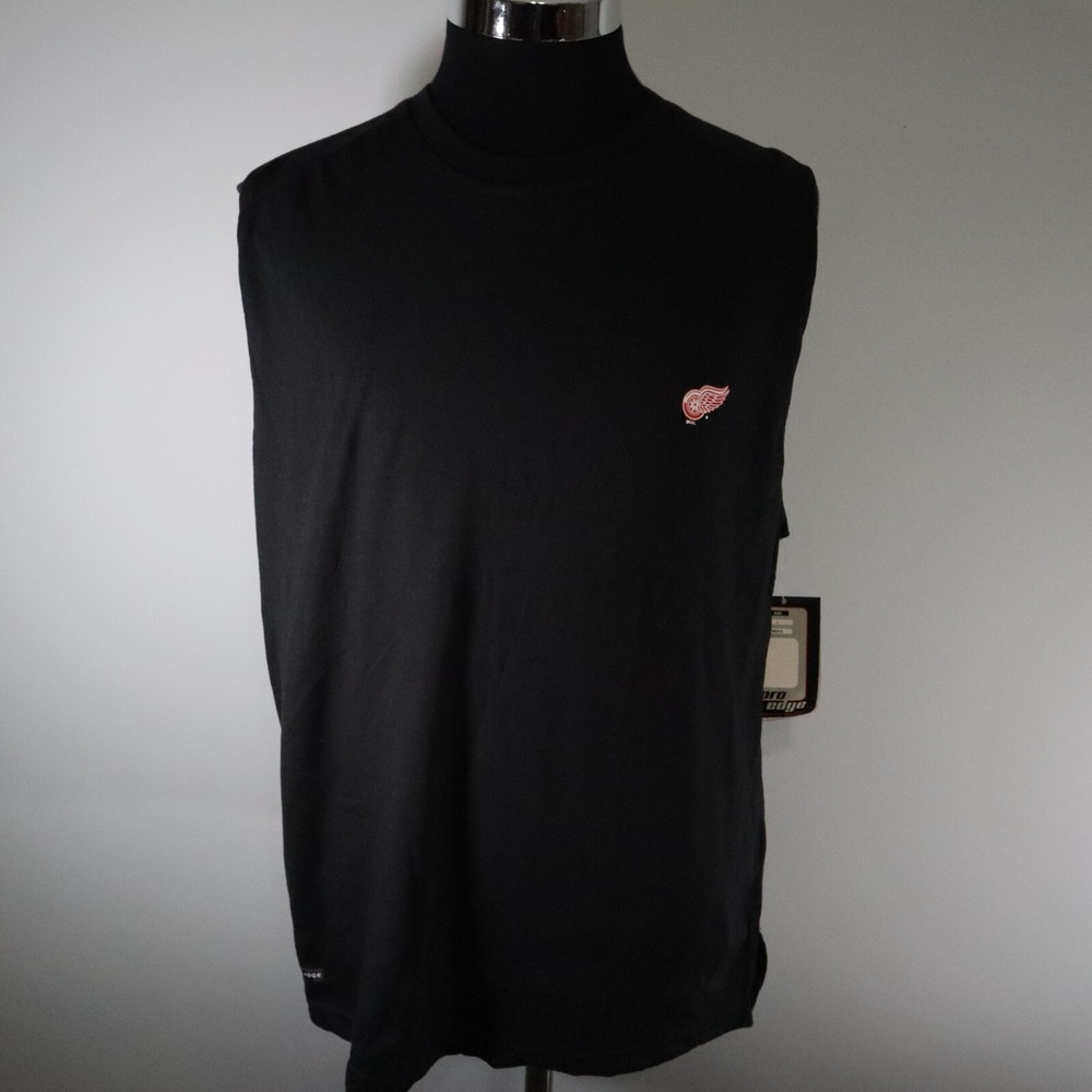 Detroit Red Wings Shirtβ Mens Large ProEdge Dri-Edge Active Black Sleeveless NWT